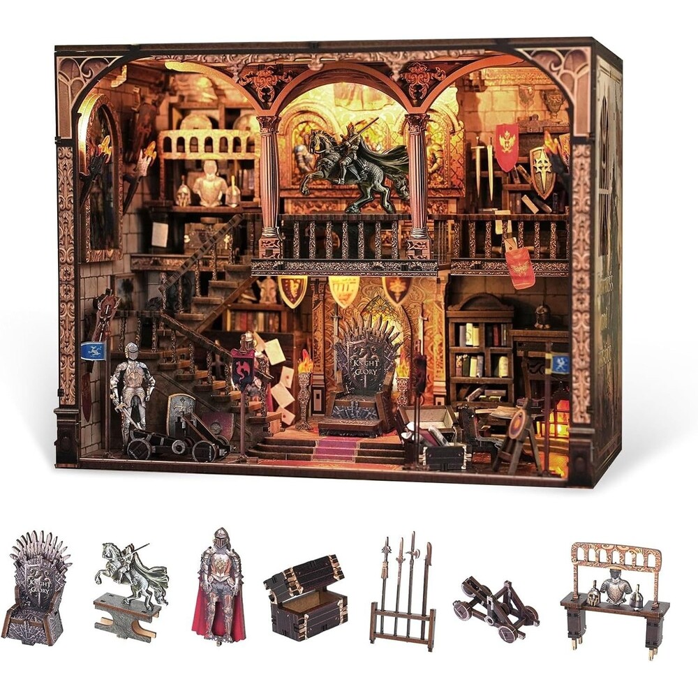 Book Nook Kit - 3D Wooden Puzzle with Type-C LED Light Knights of Glory Kit NEW